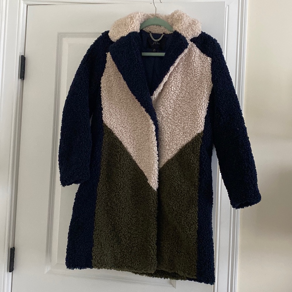 J Crew Colorblock Sherpa Jacket